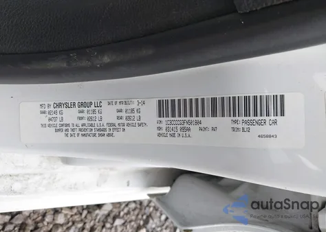 2015 Chrysler 200 C from USA, damaged, VIN 1C3CCCCG3FN501804